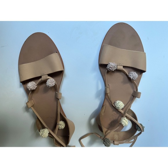 Loeffler Randal Saskis Pom Pom Lace Up Sandal Shoes Size 6.5 - Picture 2 of 5